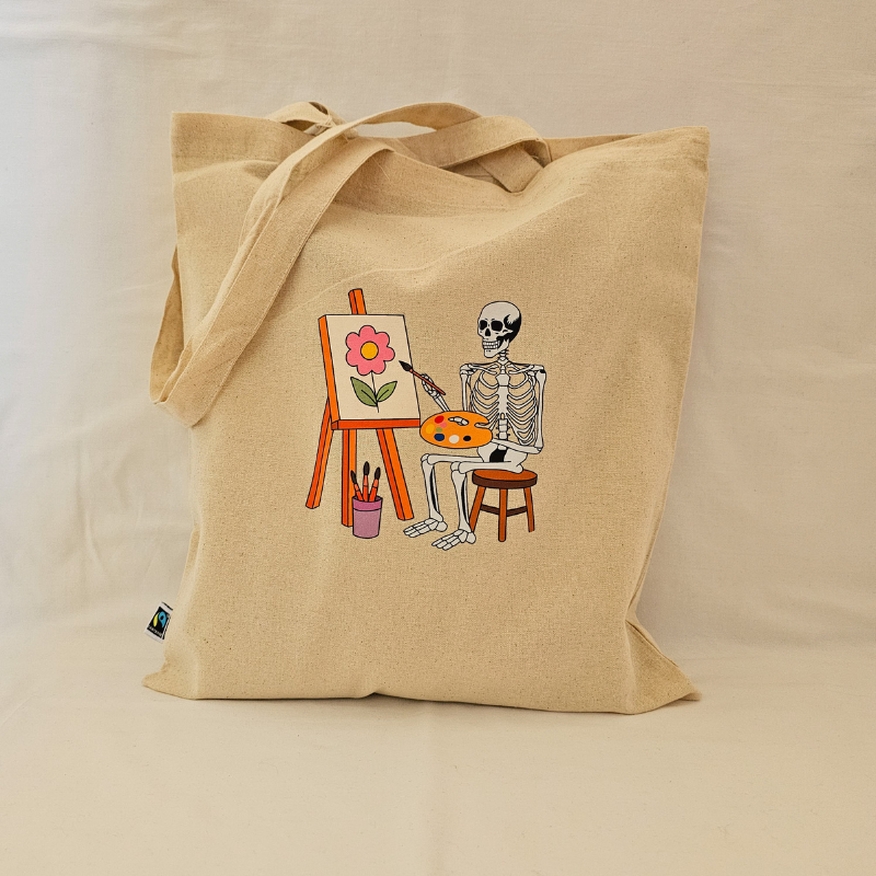 tote bag esqueleto artista