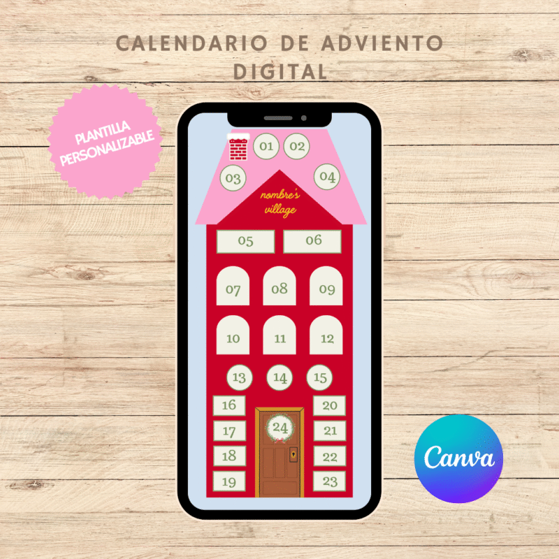 Plantilla Canva Calendario de Adviento Digital Personalizable